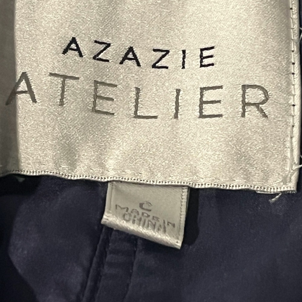 Azazie Midnight Blue Strapless Dress with lace up corset top - Picture 9 of 11